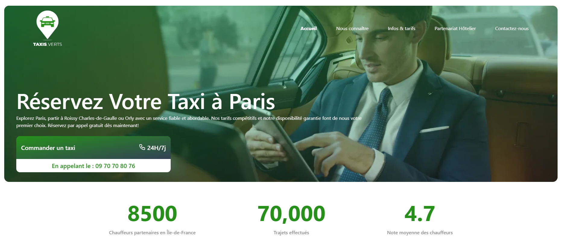 Taxi verts Paris | Site vitrine 