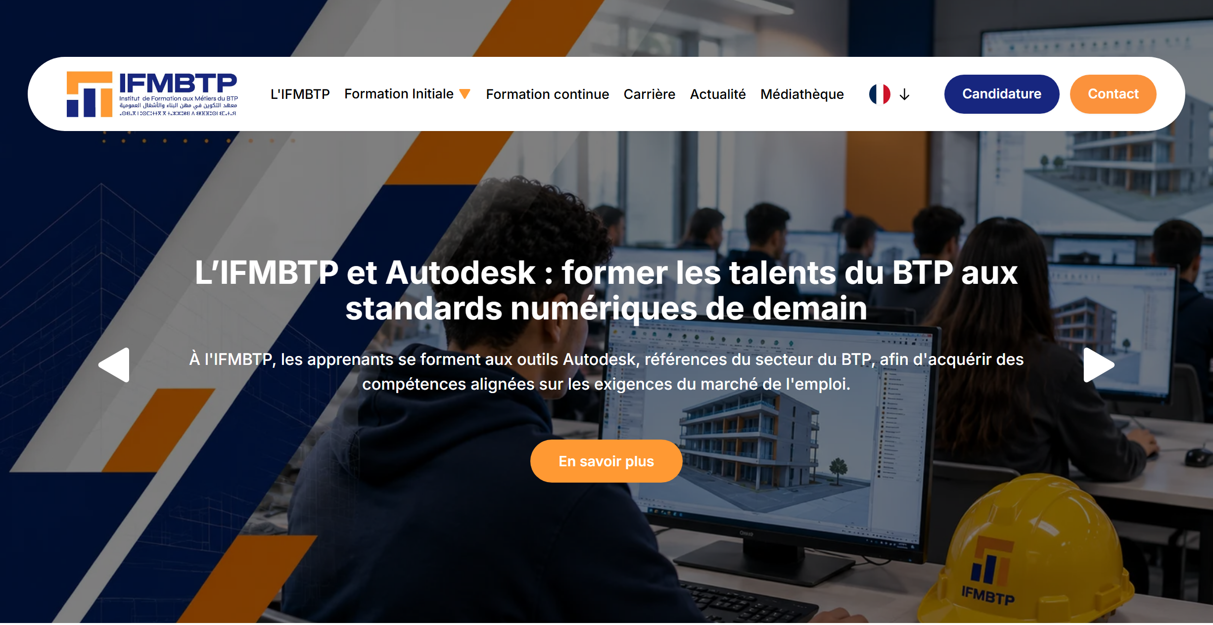 Landing page du site de l'IFMBTP réalisée par DigitON.