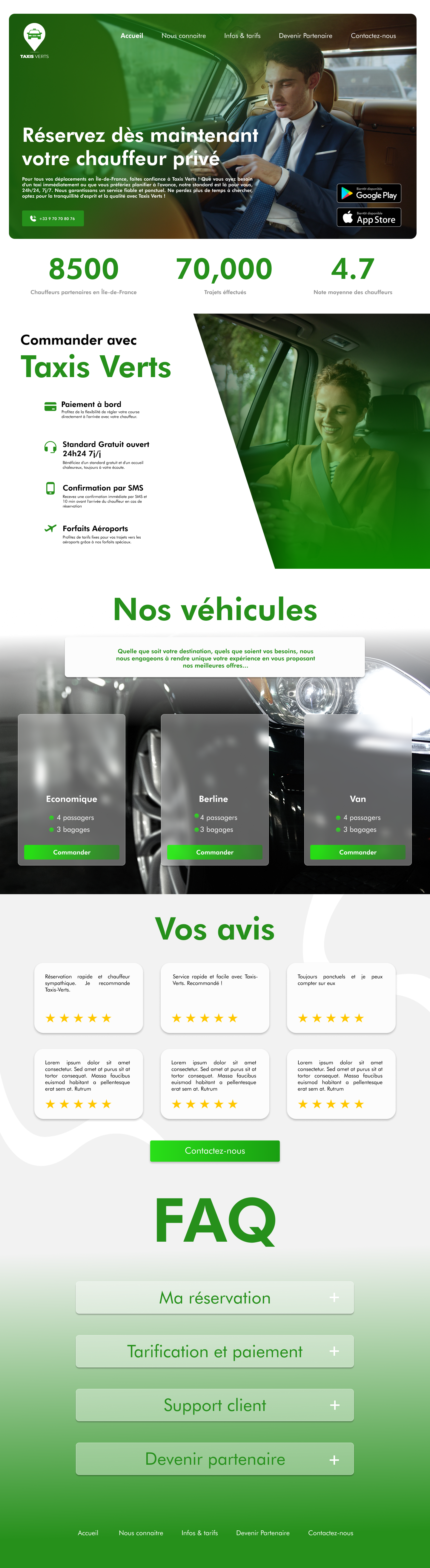  Page d'acceuil du site taxisverts.fr